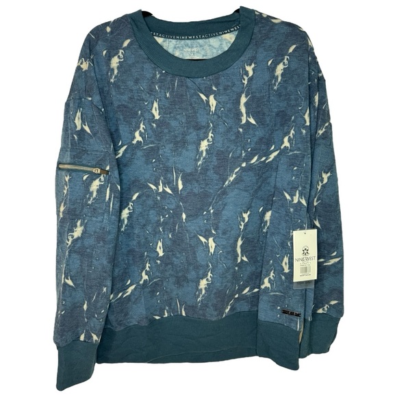 Nine West Tops - NINE WEST Active Marble Blue Sweatshirt Crew Neck Pullover Size 2X NEW $64 msrp